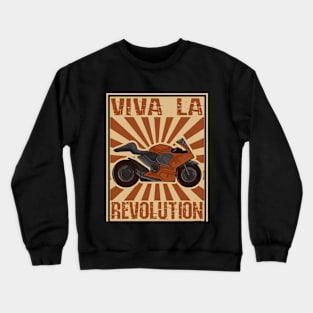 Motorbike Revolution Retro Color- Woodblock Design Crewneck Sweatshirt